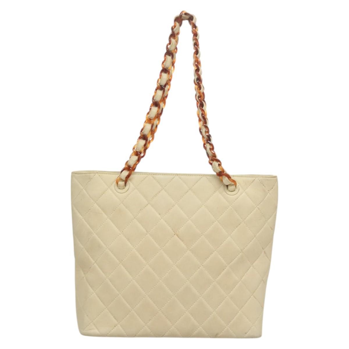 Chanel Vintage CC Front Pocket Tote Beige Leather Good condition - Back View