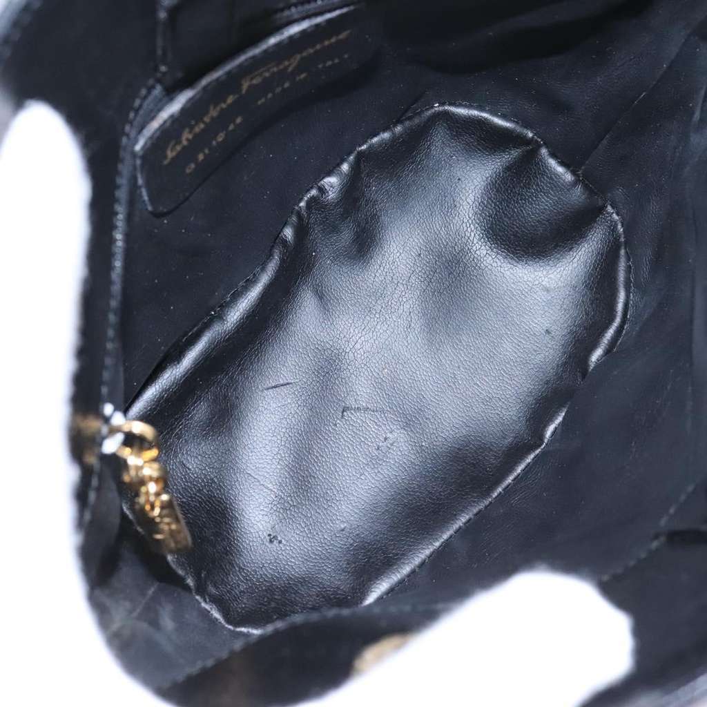 Salvatore Ferragamo Vintage Shoulder Bag Black Leather Good condition - Box View