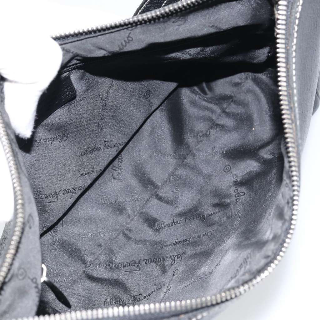 Salvatore Ferragamo Gancini Shoulder Bag Black Leather Good condition - Box View