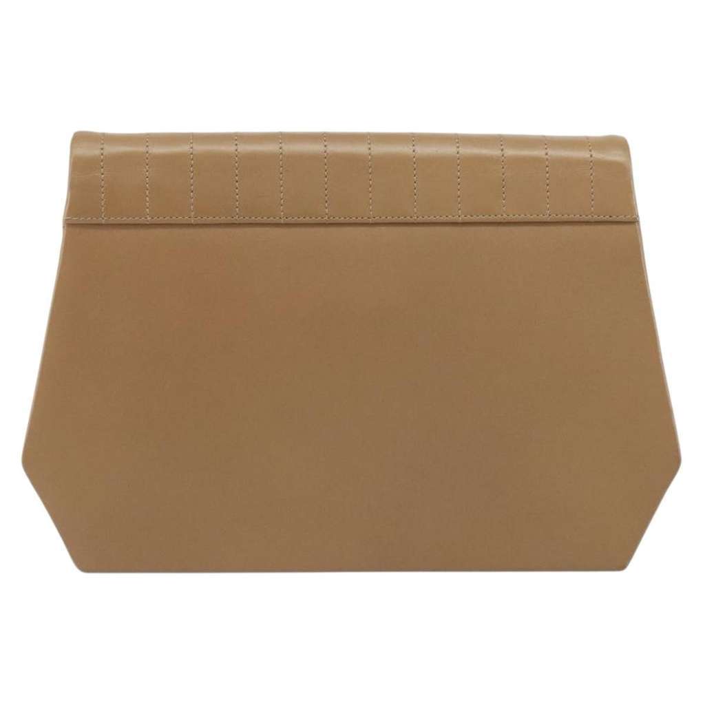 Christian Dior Vintage Chain Flap Shoulder Bag Beige Leather Good condition - Back View