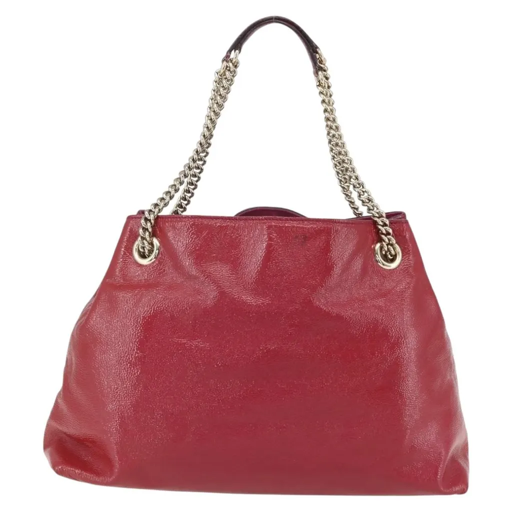 Gucci Soho Chain Strap Shoulder Bag Red Leather Good - Back View