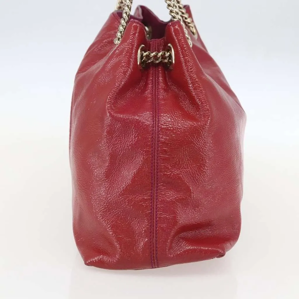 Gucci Soho Chain Strap Shoulder Bag Red Leather Good - Model View