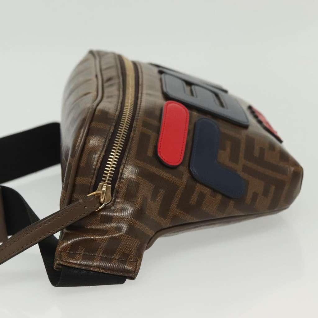 Fendi Mania Logo Waist Bag Brown Canvas Fair condition - Model View