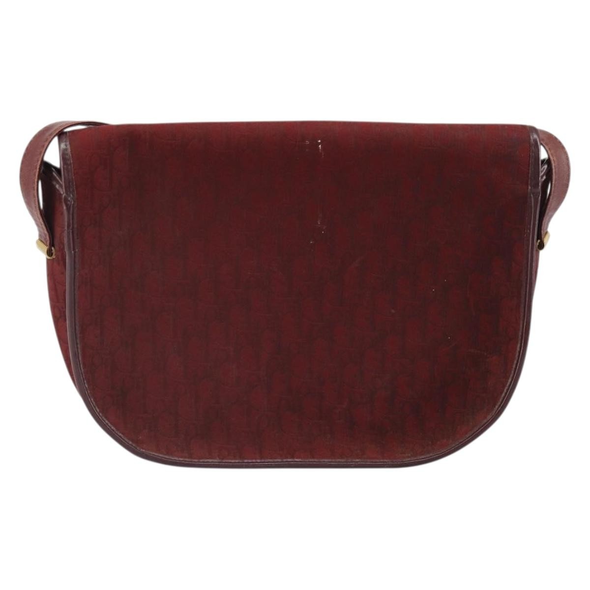 Christian Dior Vintage Trotter Flap Shoulder Bag Red Canvas Good condition - Back View