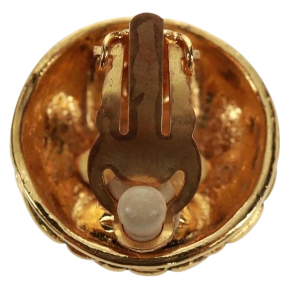 Chanel Vintage CC Hoop Clip-On Earrings Gold Metal Good condition - Inside View