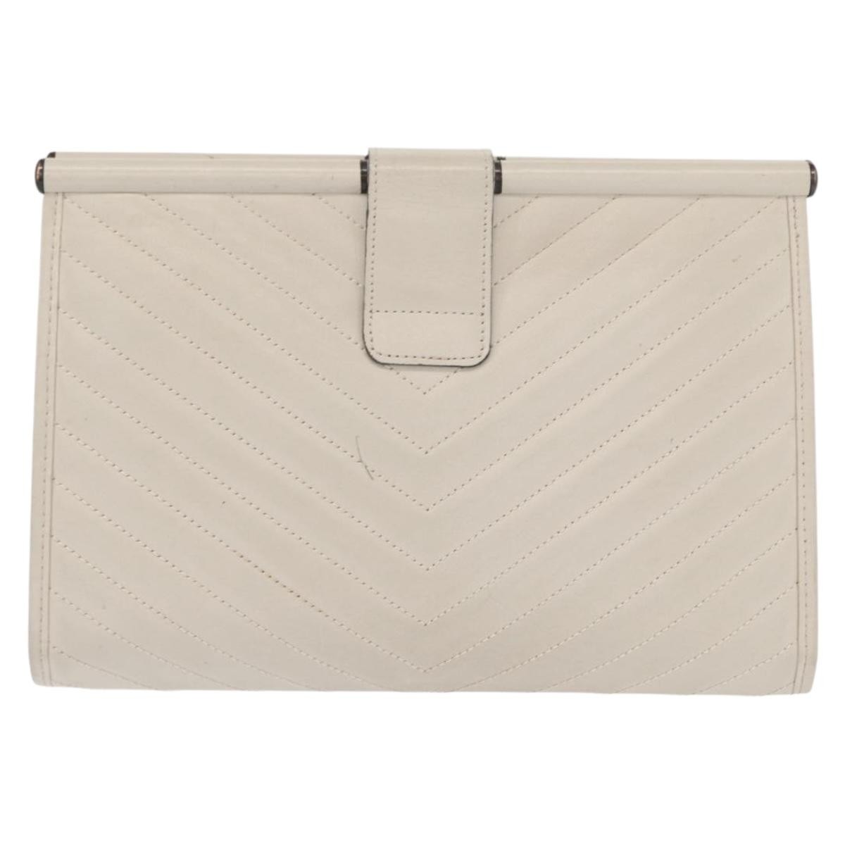 Saint Laurent Vintage Clutch White Leather Good condition - Back View