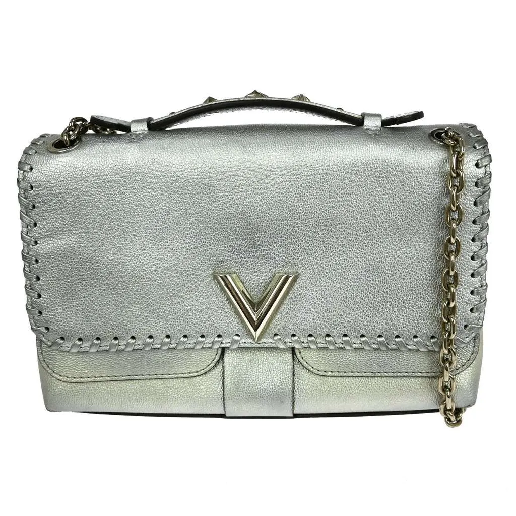 Louis Vuitton Very Chain Bag Silver Leather Good - Front View