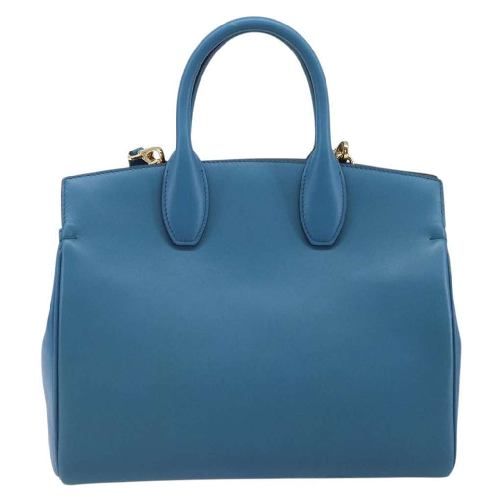 Salvatore Ferragamo Studio Satchel Blue Leather Good condition - Back View