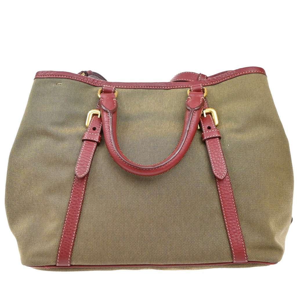 Prada Logo Convertible Tote Beige Canvas Good condition - Back View