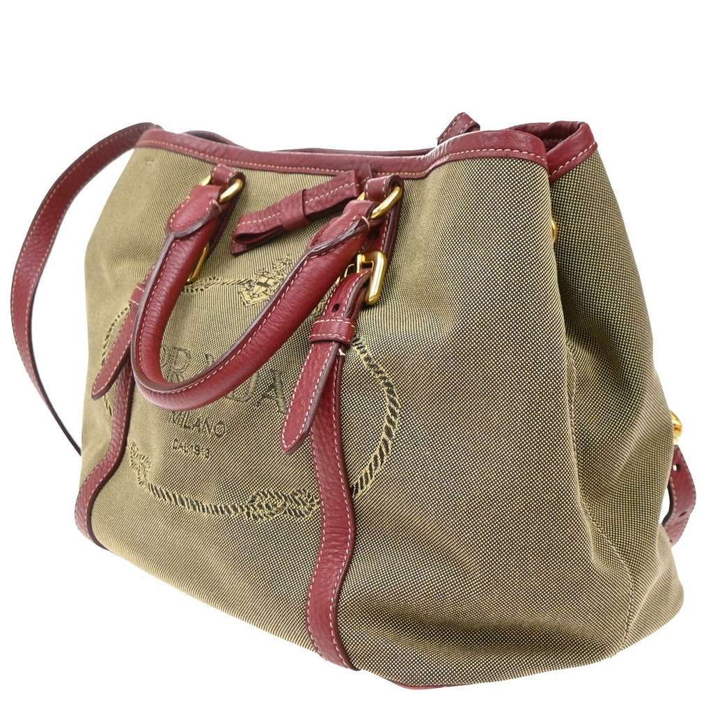 Prada Logo Convertible Tote Beige Canvas Good condition - Inside View