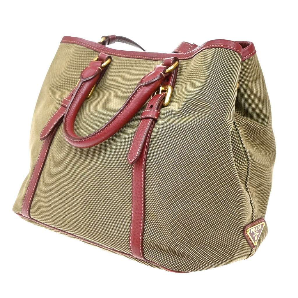 Prada Logo Convertible Tote Beige Canvas Good condition - Model View