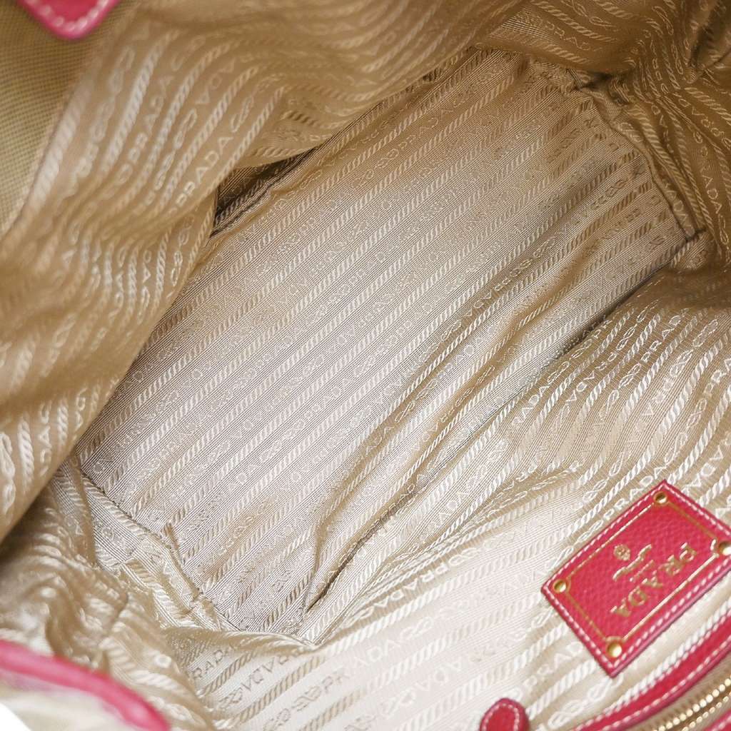 Prada Logo Convertible Tote Beige Canvas Good condition - Box View