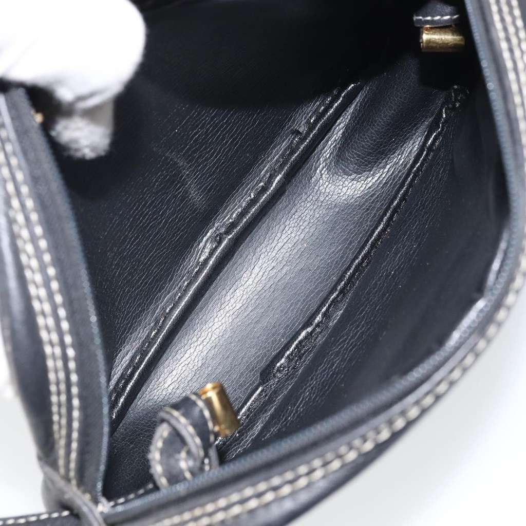 Christian Dior Vintage CD Logo Shoulder Bag Black Leather Fair condition - Box View