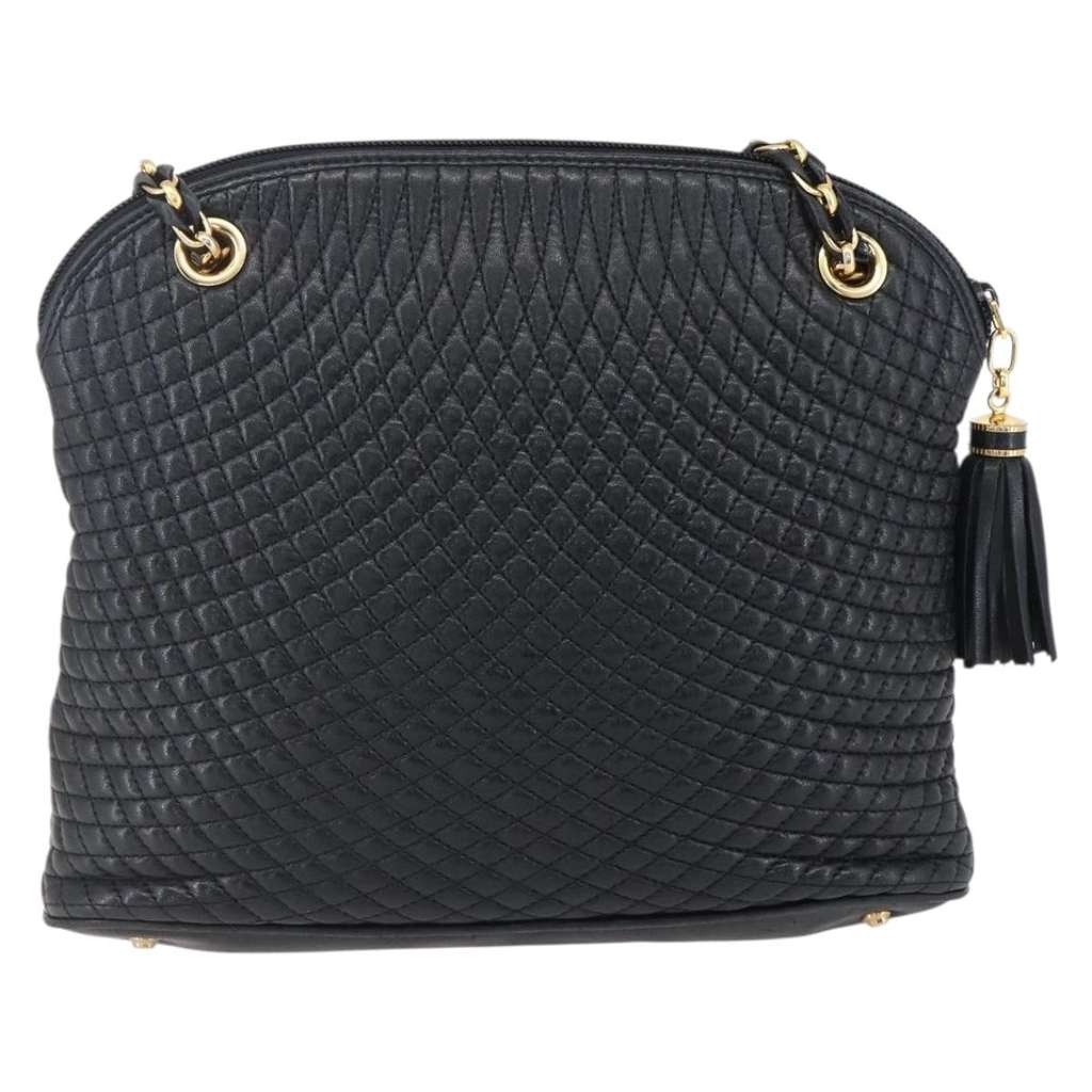 Bally Vintage Chain Shoulder Bag Black Leather Good condition - Back View