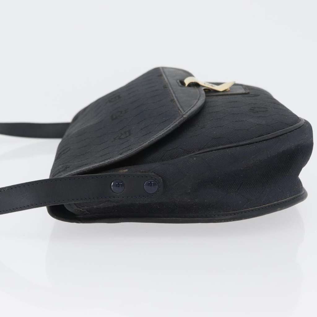 Christian Dior Vintage Honeycomb Flap Crossbody Bag Black Canvas Good condition - Model View