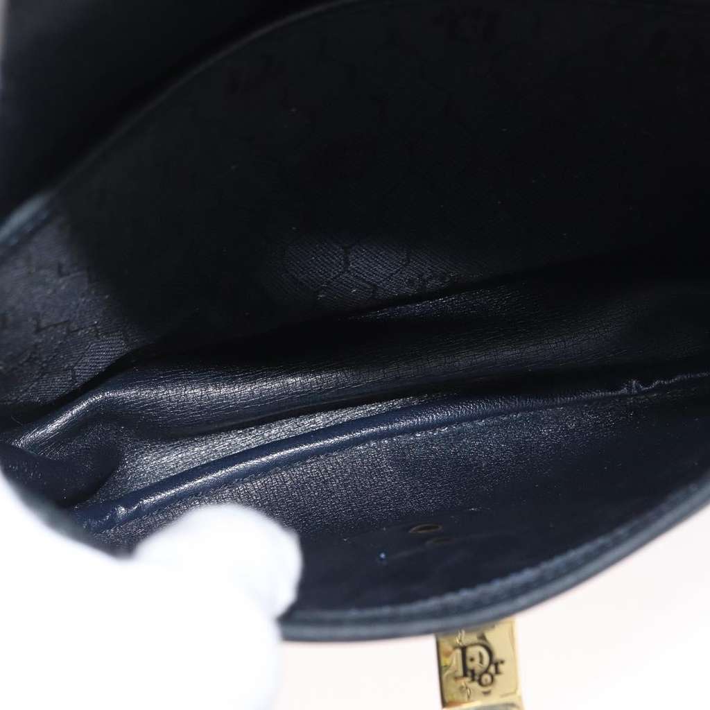 Christian Dior Vintage Honeycomb Flap Crossbody Bag Black Canvas Good condition - Box View