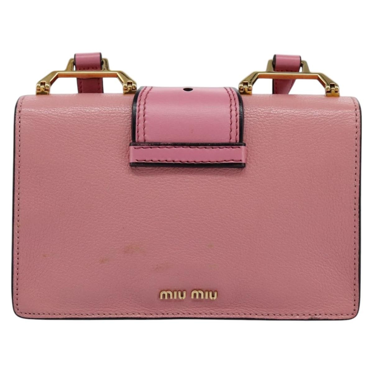 Miu Miu Madras Crystal Buckle Shoulder Bag Pink Leather Good condition - Back View