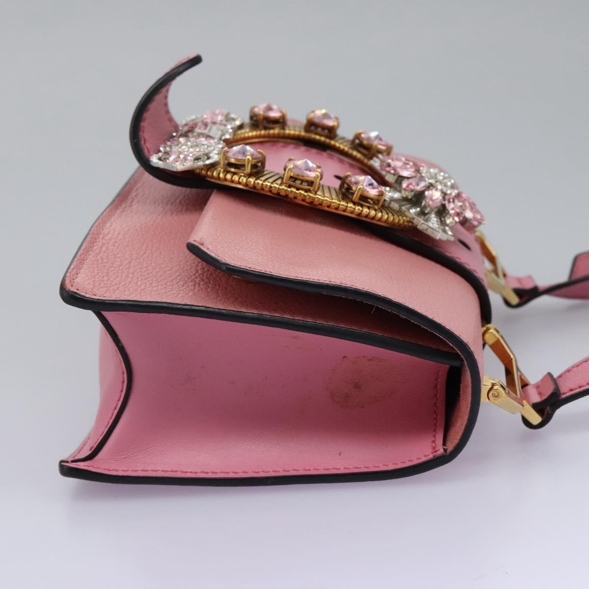 Miu Miu Madras Crystal Buckle Shoulder Bag Pink Leather Good condition - Model View