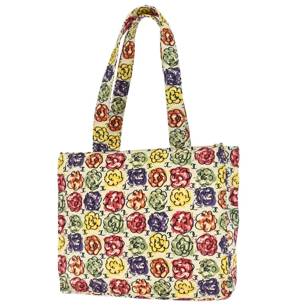 Chanel Vintage Camellia Tote White Canvas Good condition - Back View