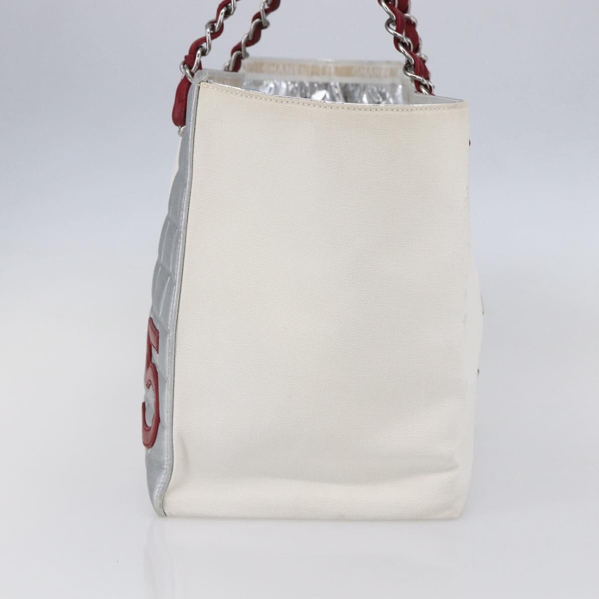 Chanel No.5 Tote Silver Canvas Good condition - Model View