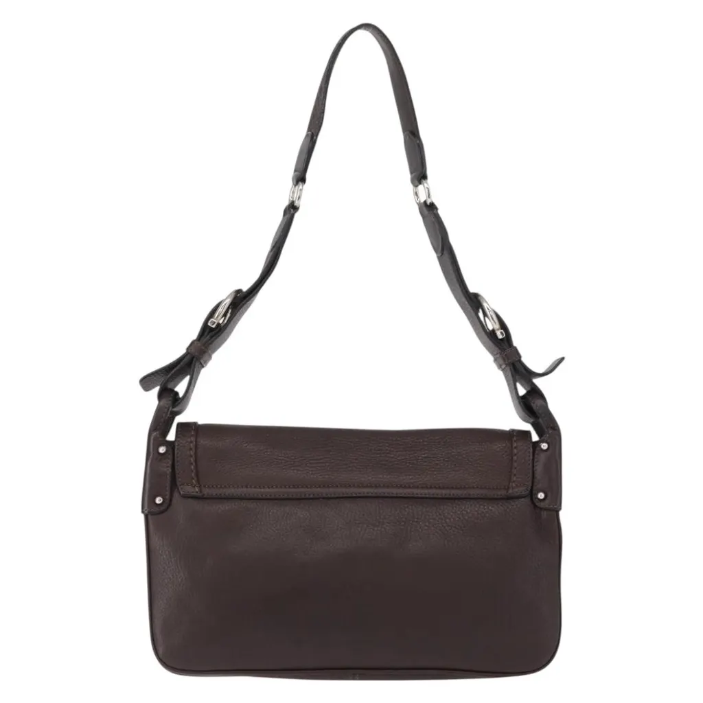 Salvatore Ferragamo Gancini Shoulder Bag Brown Leather Good - Back View