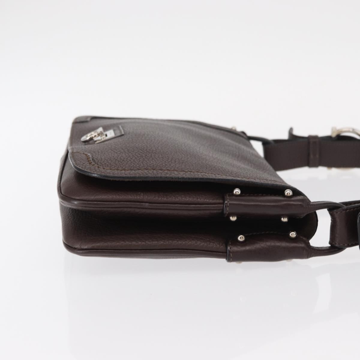 Salvatore Ferragamo Gancini Shoulder Bag Brown Leather Good condition - Inside View