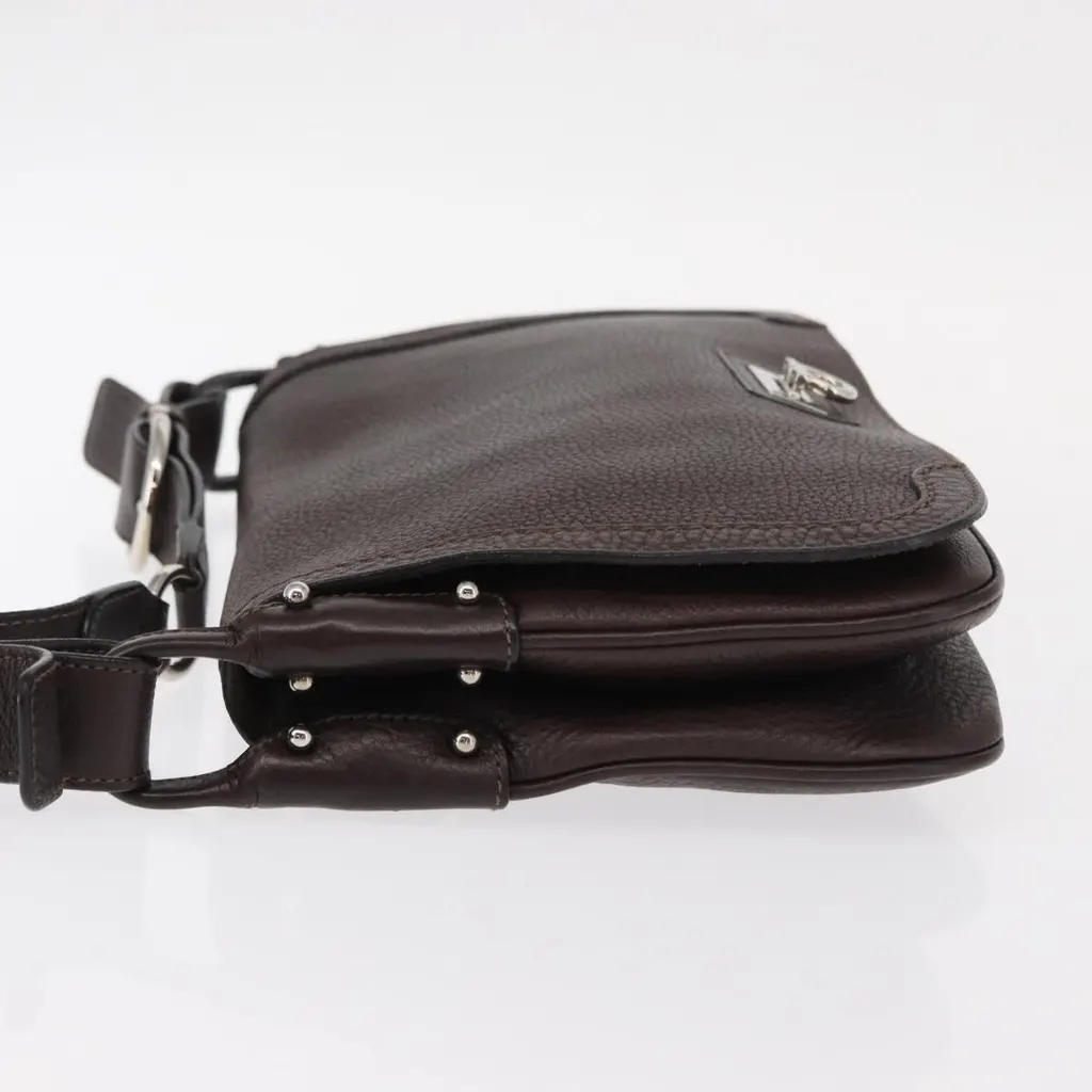 Salvatore Ferragamo Gancini Shoulder Bag Brown Leather Good - Model View