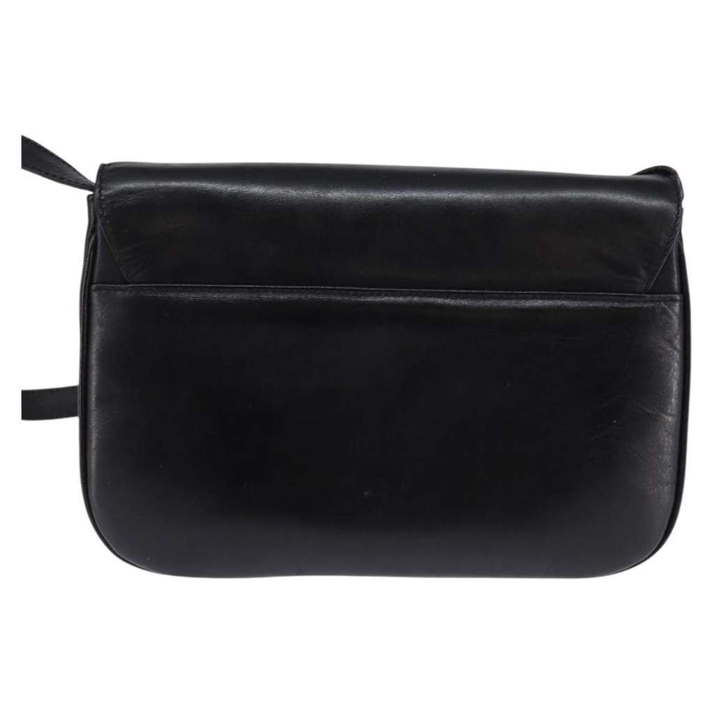 Celine Vintage Triomphe Shoulder Bag Black Leather Good condition - Back View