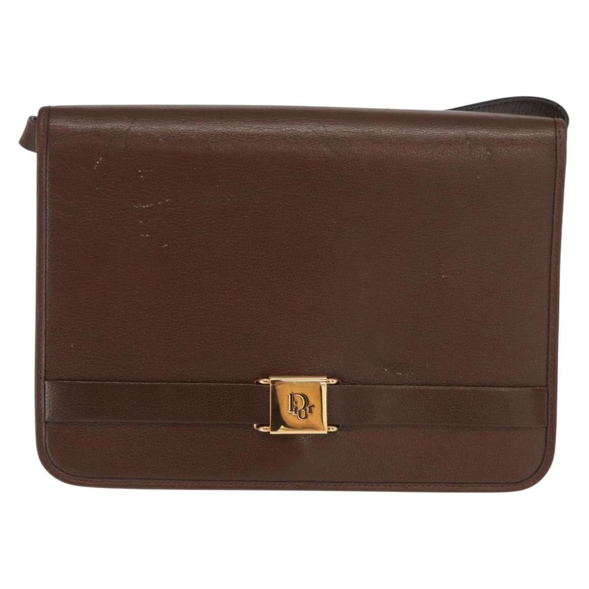 Christian Dior Vintage Shoulder Bag Brown Leather Fair condition - Back View