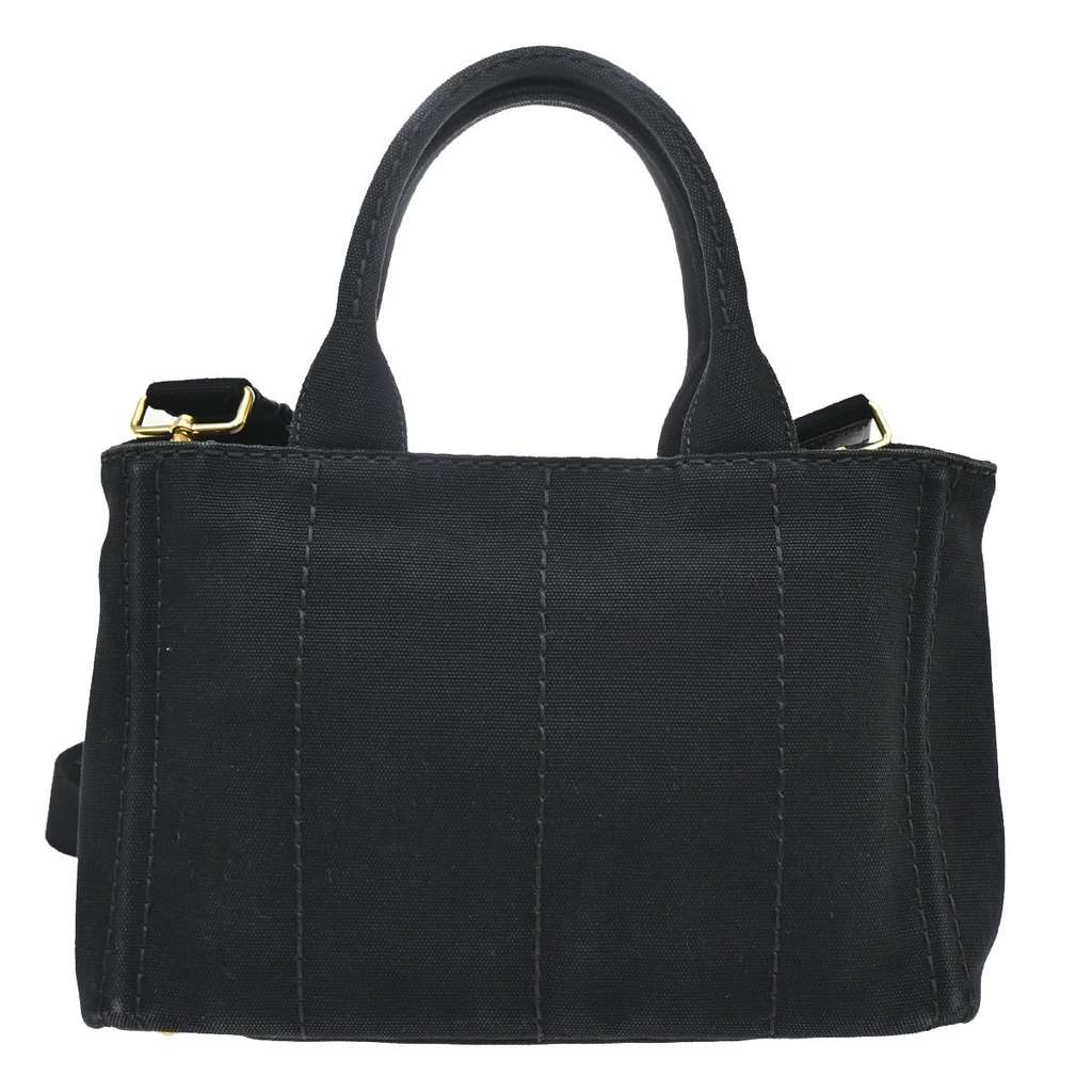 Prada Canapa Convertible Tote Black Canvas Good condition - Back View
