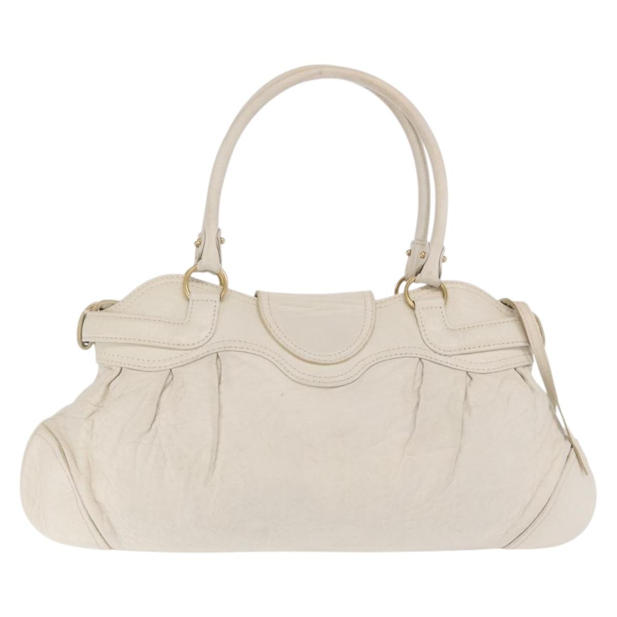 Salvatore Ferragamo Gancini handbag White Leather Good condition - Back View