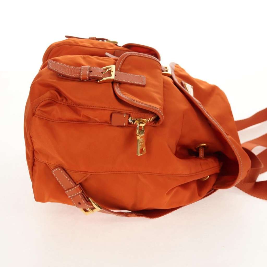 Prada Vela Double Front Pocket Backpack Orange Good condition - Model View