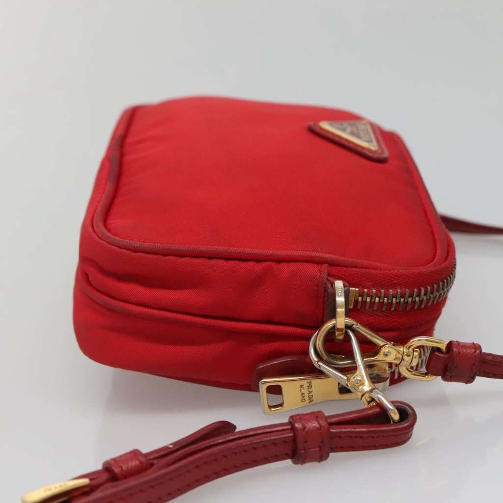 Prada Double Zip Shoulder Bag Red Good condition - Model View