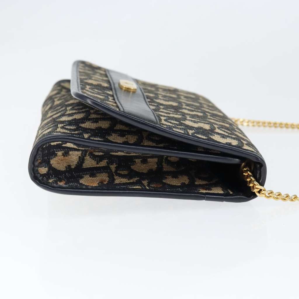 Christian Dior Vintage Trotteur Chain shoulder bag Navy Canvas Good condition - Inside View