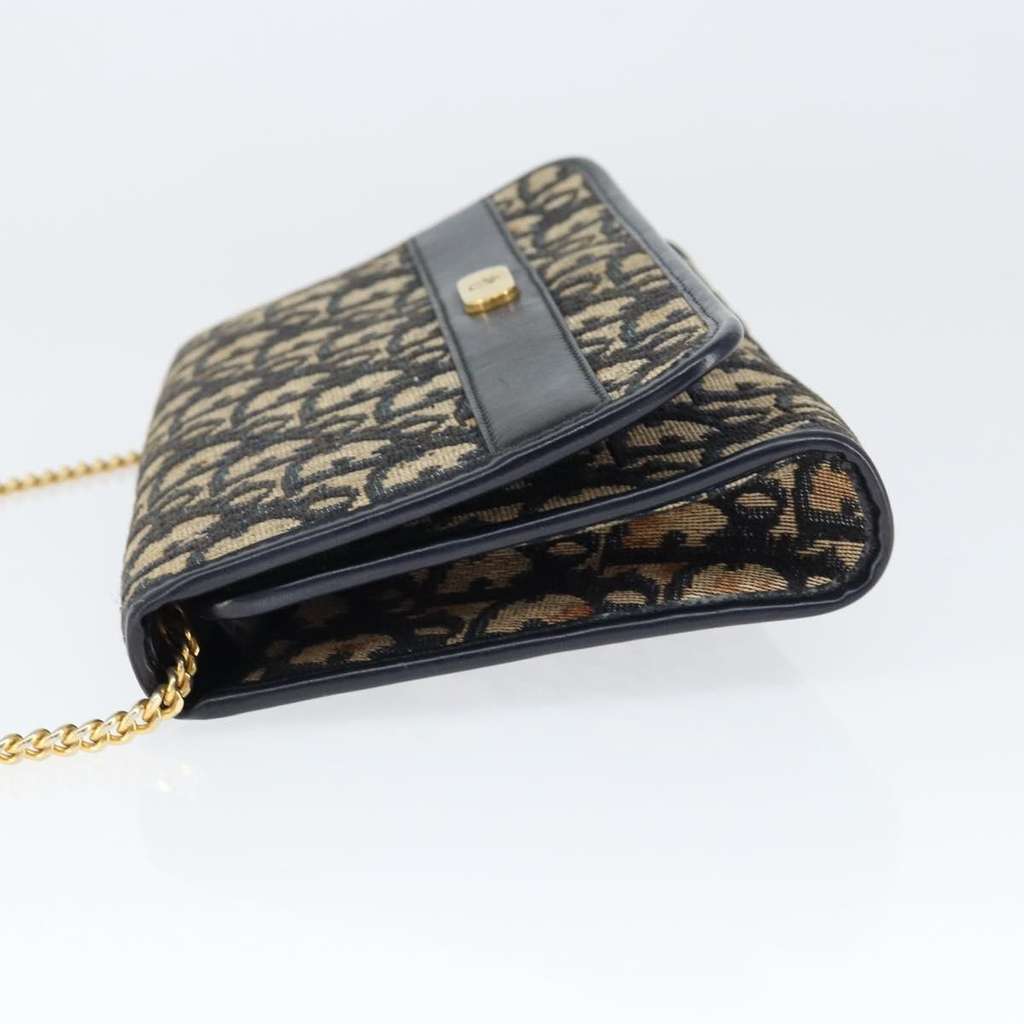 Christian Dior Vintage Trotteur Chain shoulder bag Navy Canvas Good condition - Model View