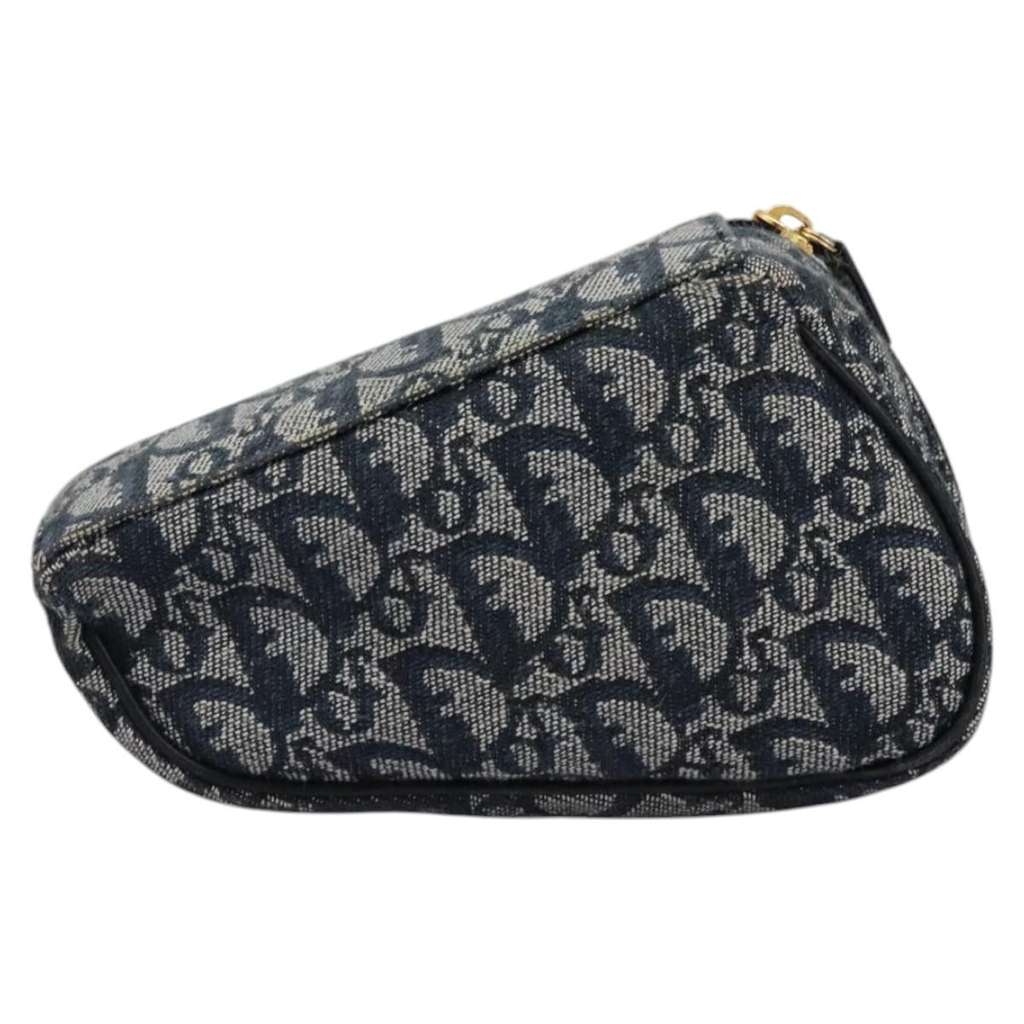 Christian Dior Vintage Saddle Coin Purse Navy Canvas Good condition - Back View