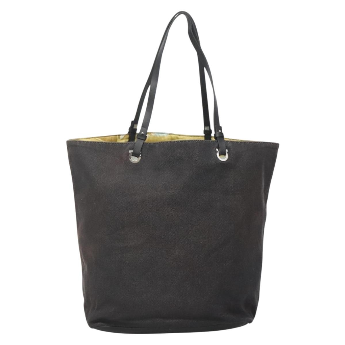 Salvatore Ferragamo Gancini Tote Black Canvas Good condition - Back View