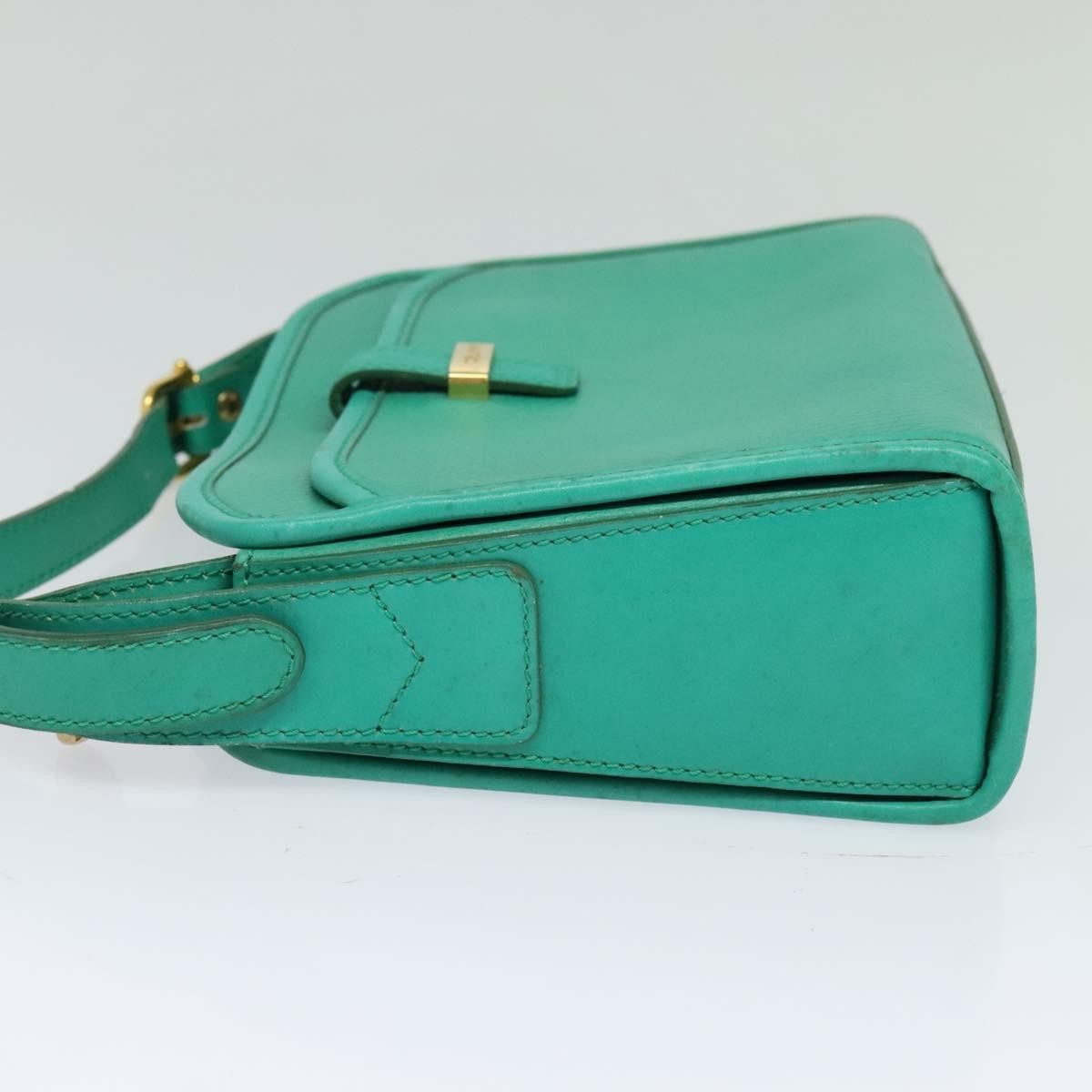 Celine Vintage Shoulder Bag Green Leather Good condition - Inside View