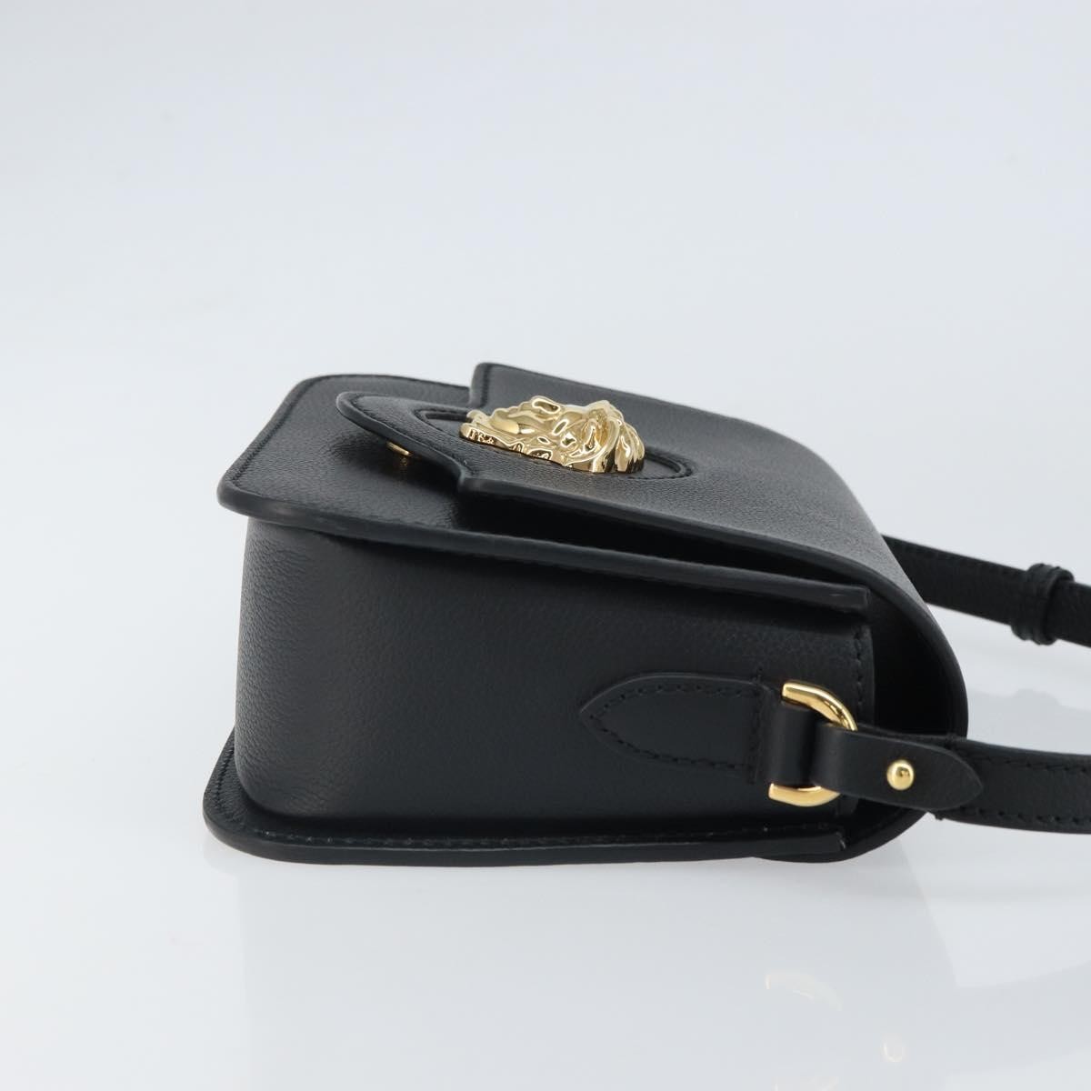 Versace La Medusa Flap Shoulder Bag Black Leather Good condition - Inside View
