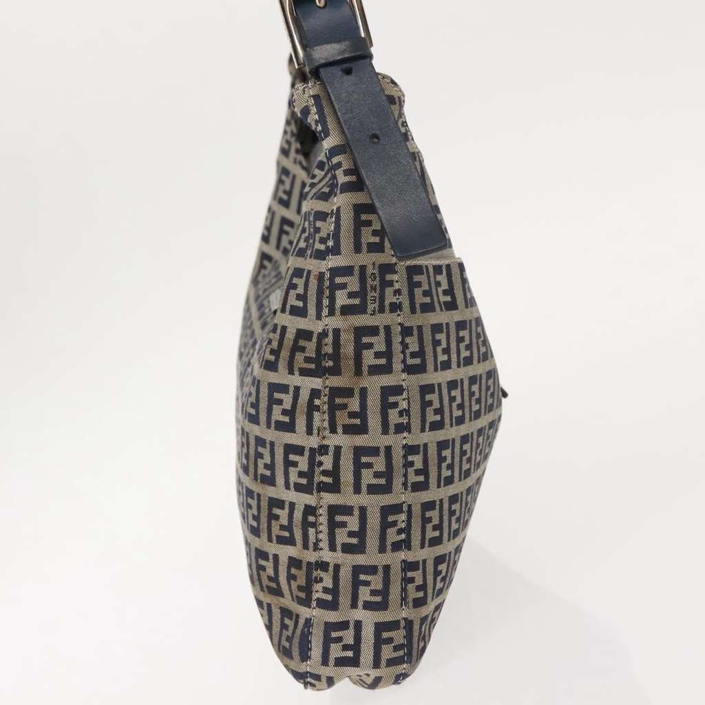 Fendi Belted Flap Shoulder Bag Navy Canvas Good condition - Model View