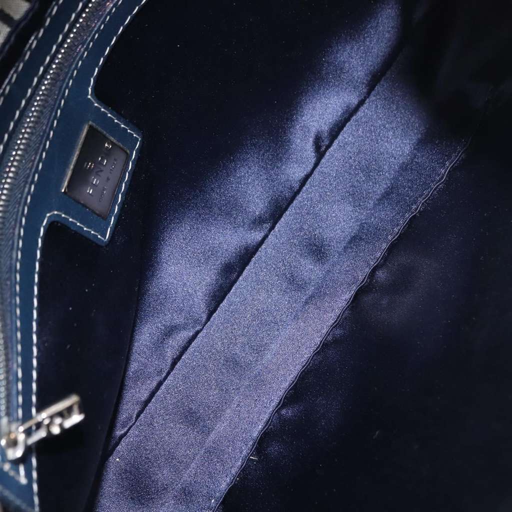 Fendi Belted Flap Shoulder Bag Navy Canvas Good condition - Box View