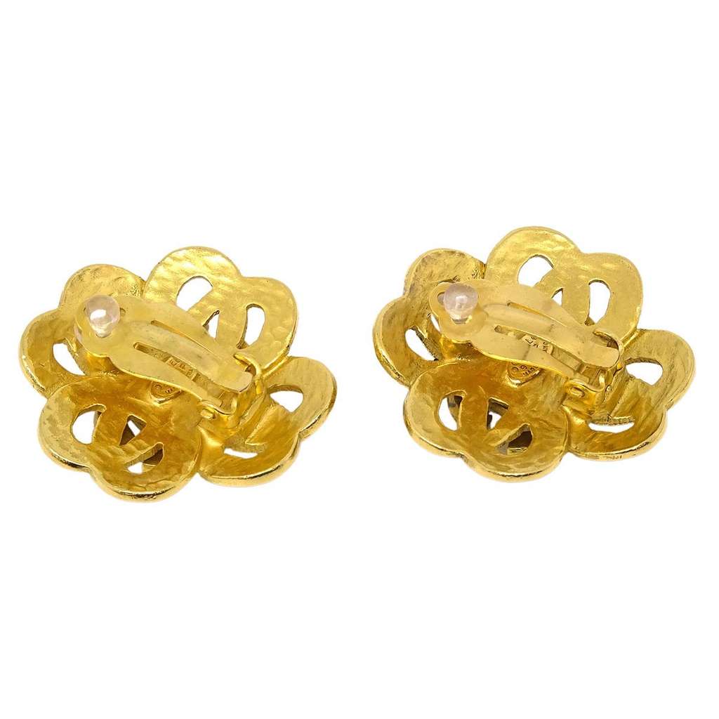 Chanel Vintage CC Earrings Gold Good condition - Back View