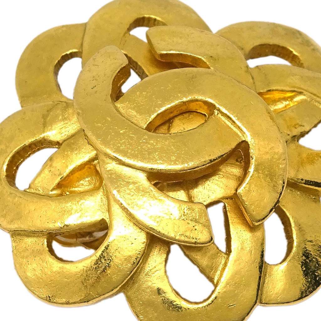 Chanel Vintage CC Earrings Gold Good condition - Inside View