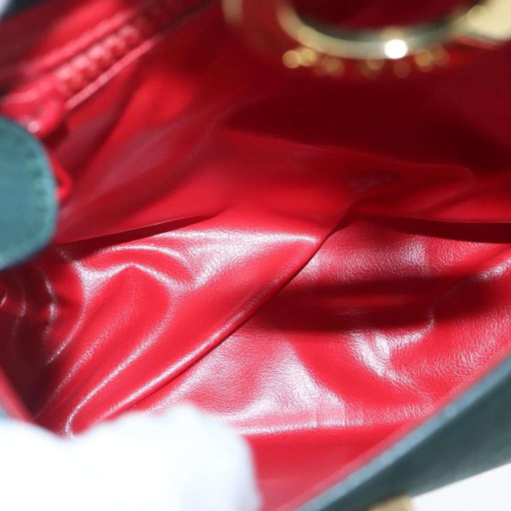 Celine Circle Logo Handbag Green Leather Good condition - Box View