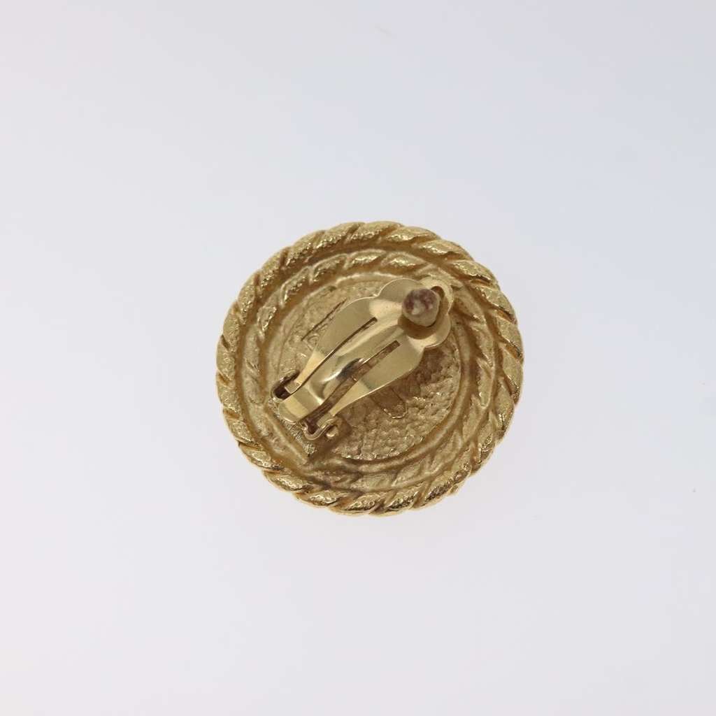 Balenciaga Vintage round clip on earrings Gold Metal Good condition - Inside View