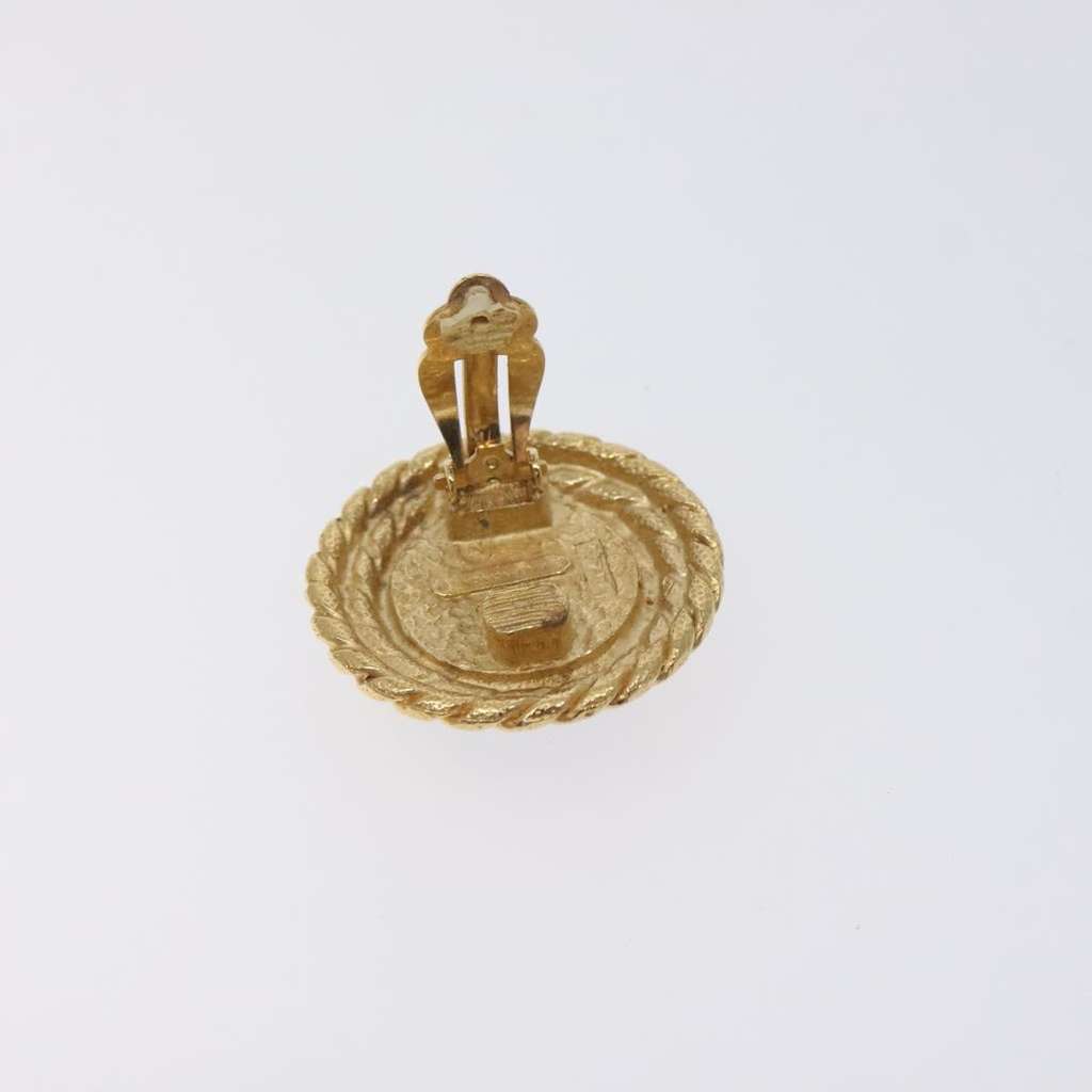 Balenciaga Vintage round clip on earrings Gold Metal Good condition - Model View