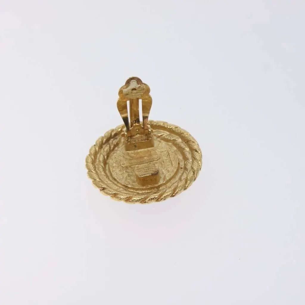 Balenciaga Vintage round clip on earrings Gold Metal Good - Model View