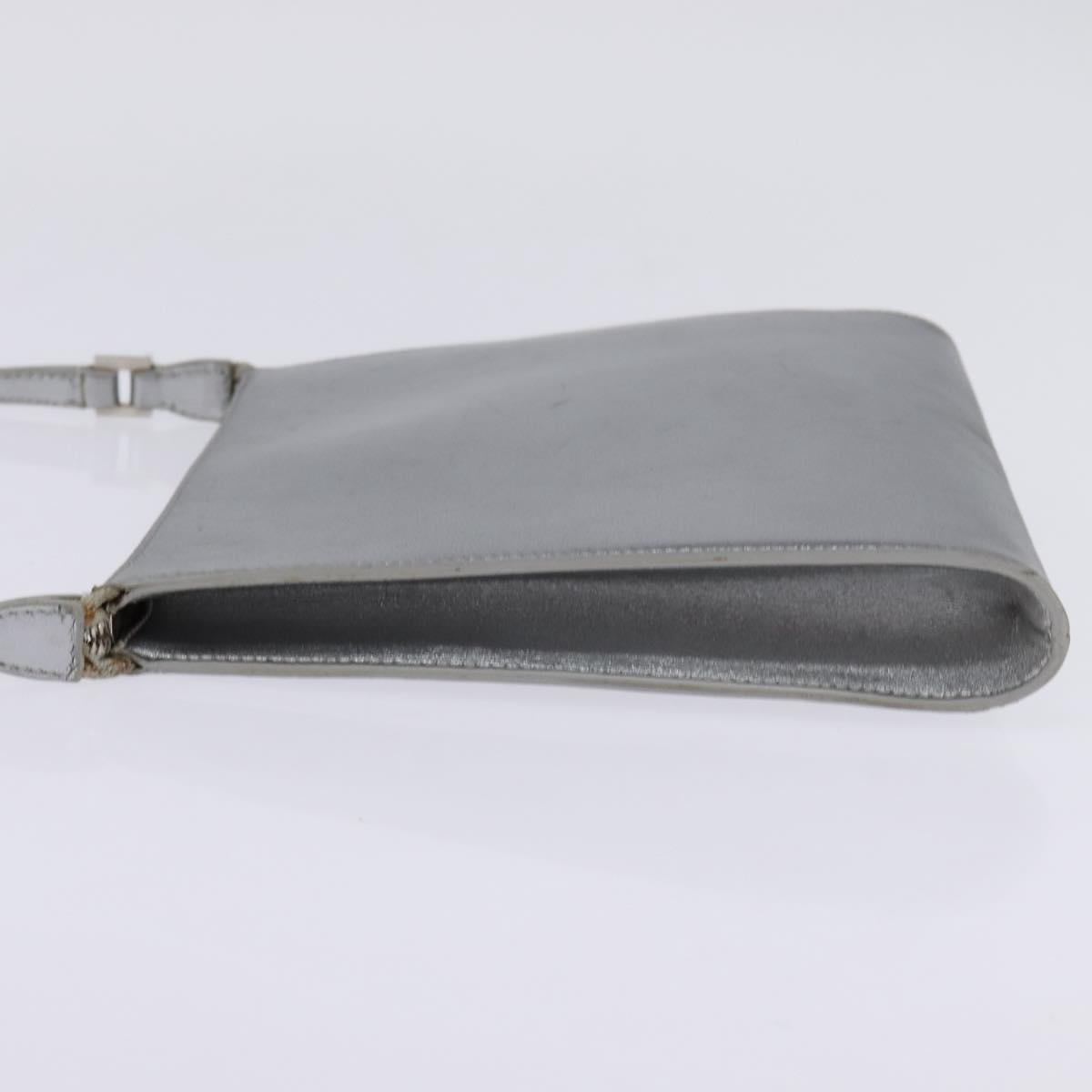 Salvatore Ferragamo Gancini Shoulder Bag Silver Leather Good condition - Inside View