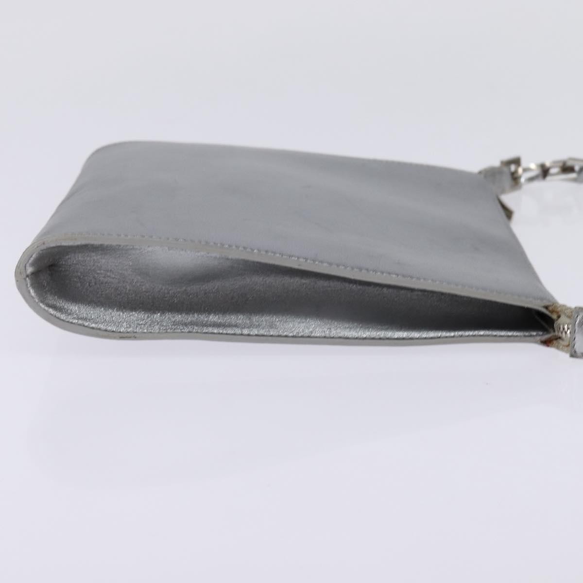 Salvatore Ferragamo Gancini Shoulder Bag Silver Leather Good condition - Model View