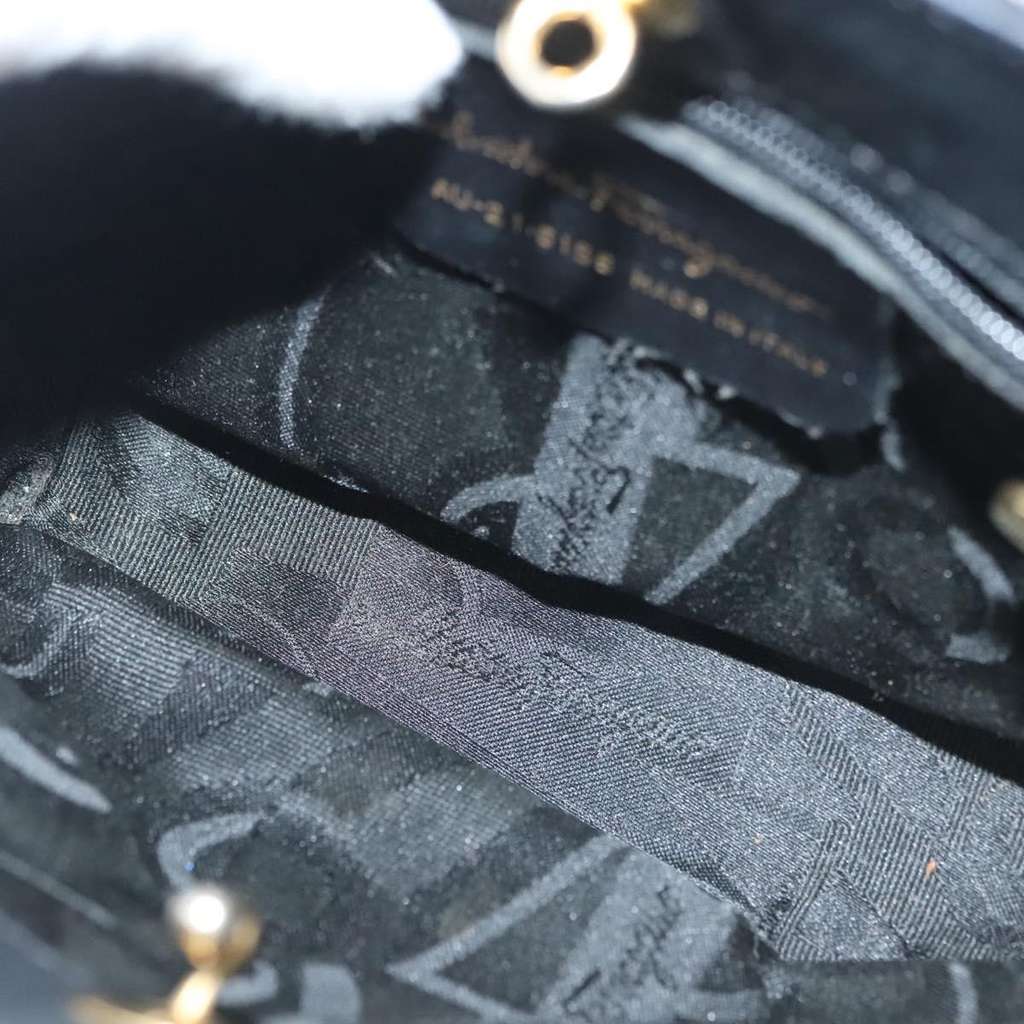 Salvatore Ferragamo Vala Handbag Black Canvas Good condition - Box View